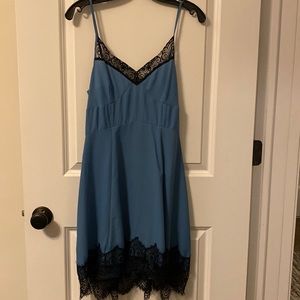 Blue lace slip dress